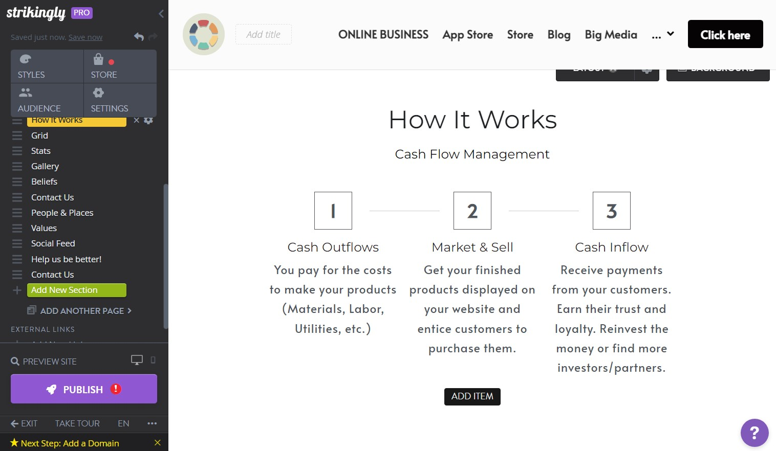 Strikingly Editor Cash Flows Strikingly Editor Cash Flows